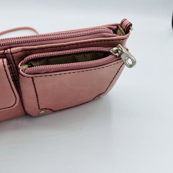 RELIC by Fossil Mini Purse Crossbody Pink Faux Leather Convertible Wristlet Bag - Picture 6 of 7